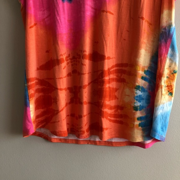 For The Republic Tie Dye Sleeveless Soft Relaxed Fit Rainbow Tank Top Shirt - Picture 4 of 9